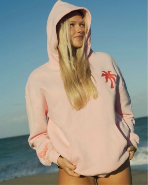 Pink Palm Puff To Live For the Hope of it All Hoodie Pink | 013KVUONL