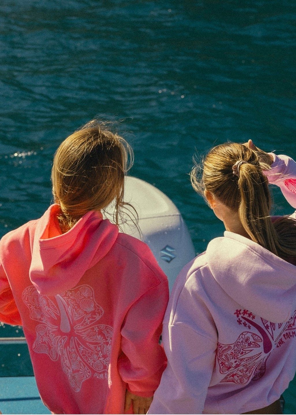 Pink Palm Puff Hawaii Hibiscus Hoodie Pink | 251ZOAJUS