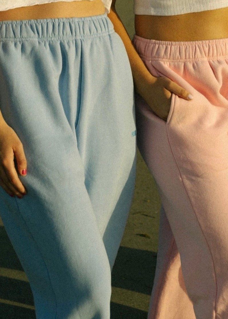 Pink Palm Puff Puff Sweatpants Blue | 479ELIJNX