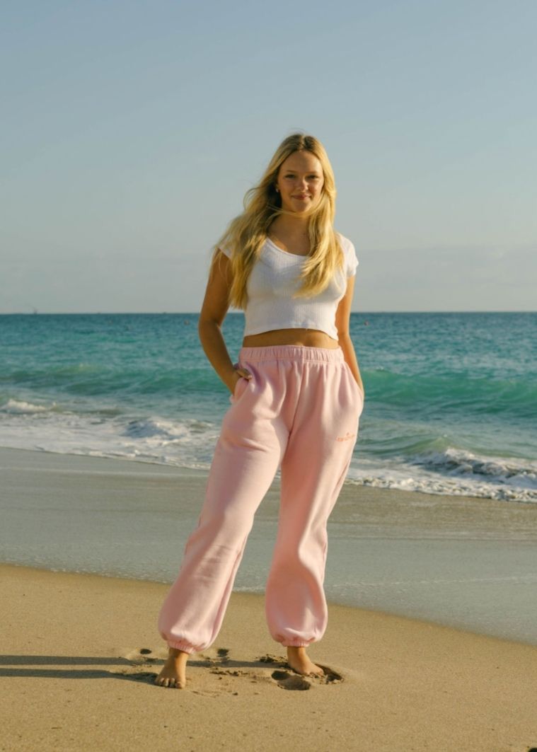 Pink Palm Puff Puff Sweatpants Pink | 029SGRHCX